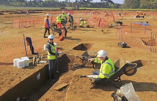 Archeological excavations during summer 2017 at Bawdsey, Suffolk, England, UK