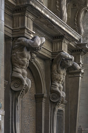 Atlases at the entrance portal Palazzo Gio Carlo Brignole, built in 1671, today used as an office