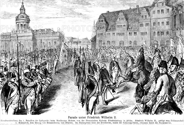 Parade under King Frederick William II, Elector of Brandenburg, parade formation, the bodyguard, in