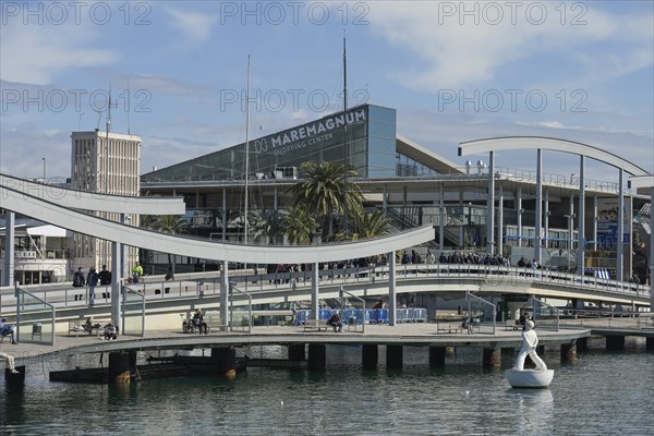 Marina, Rambla de Mar jetty, Maremagnum shopping centre, Barcelona, Catalonia, Spain, Europe
