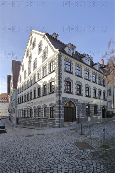 Historic Leube house with sgraffiti decorations, fishermen's quarter, Ulm, Baden-Württemberg,