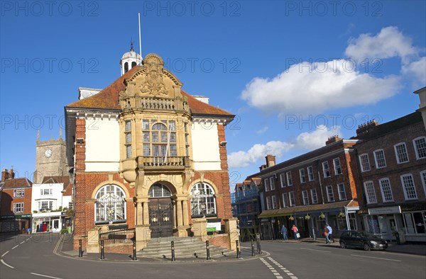 Historic Town Hall in High Street, Marlborough, Wiltshire, England, United Kingdom, Europe