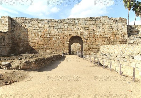 Walls inside Alcazaba castle building, Merida, Extremadura, Spain, Europe
