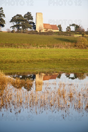 Coastal flooding leading to inundation of land not covered by flood water for 50 years, Ramsholt,