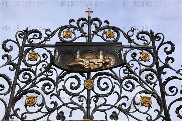 Part of the monument commemorating the drowning of St John Nepomuk on Charles Bridge, Prague, Czech