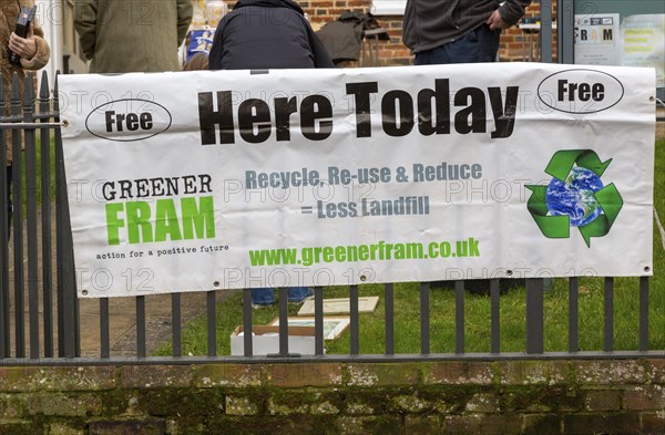 Environmental event recycling, re-use and reduced landfill waste, Framlingham, Suffolk, England, UK