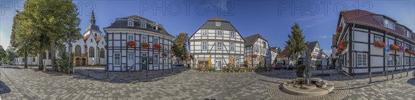 Town hall and outbuildings Panorama Rietberg Germany
