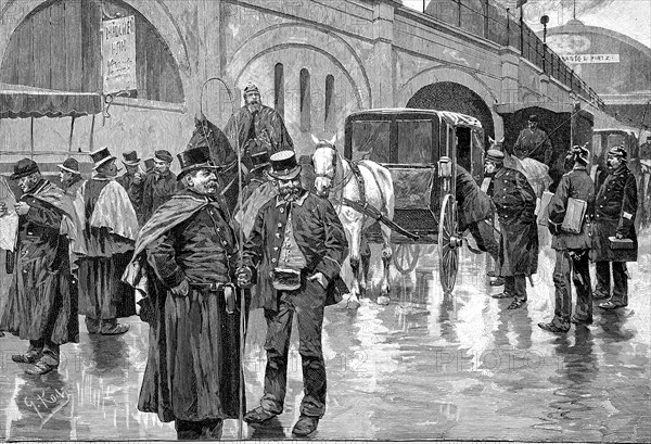 Cab parade in Berlin, Germany, in 1892, Historical, digital reproduction of an original from the