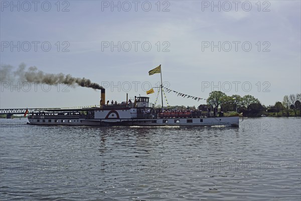 Europe, Germany, Schleswig-Holstein, Elbe, paddle steamer Kaiser Wilhelm, built 1899/ 1900 in