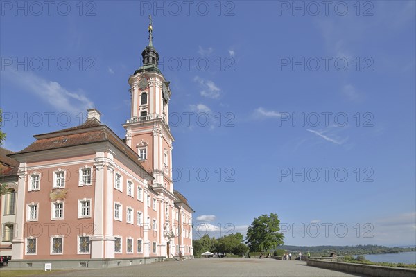 Baroque basilica, pilgrimage church, view of lake, Birnau, Uhldingen-Mühlhofen, Obersee, Lake