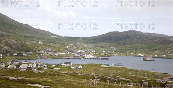 A general view of Castlebay the largest settlement in Barra, Outer Hebrides, Scotland, UK