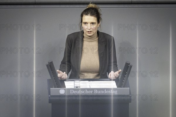 Svenja Stadler, SPD, MdB, gives a speech during a session of the German Bundestag. Berlin, 01.02