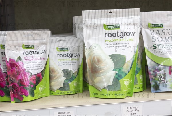 Rootgrow mycorrhizal fungi packages on sale, The Walled garden plant nursery, Benhall, Suffolk,