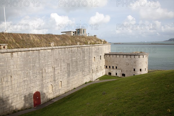Perimeter defensive walls to Nothe Fort built in 1872 Weymouth, Dorset, England, United Kingdom,