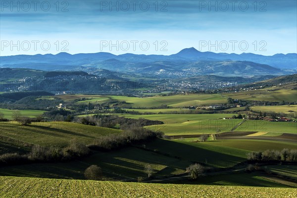 View on the chain of Domes, Natural regional park of Volcans d'Auvergne, UNESCO World Heritage, Puy