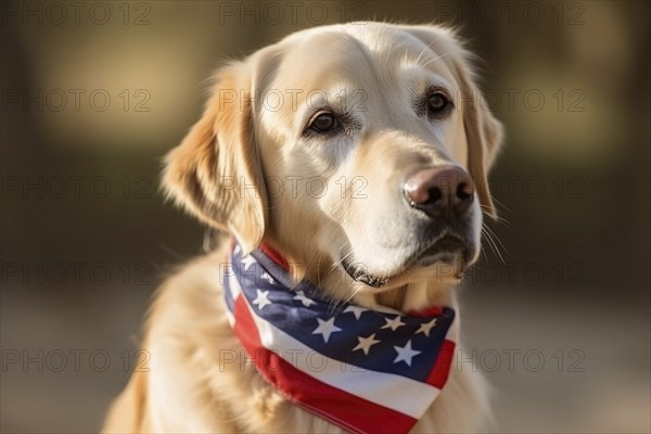 Dog with american flag neckerchief. KI generiert, generiert AI generated