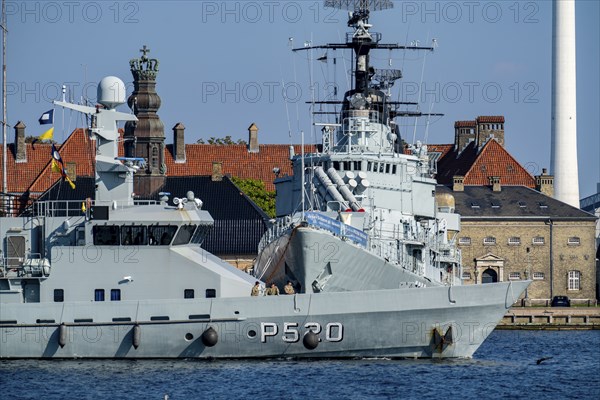 Patrol boats P520, Diana, at Holmen naval base, museum ship frigate Peder Skram, Copenhagen,