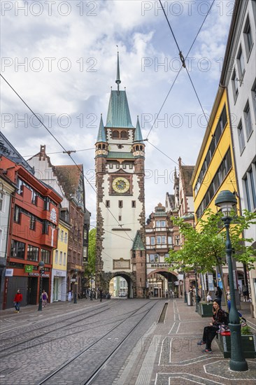 The Martinstor, medieval city gate in the historic city centre of Freiburg im Breisgau,