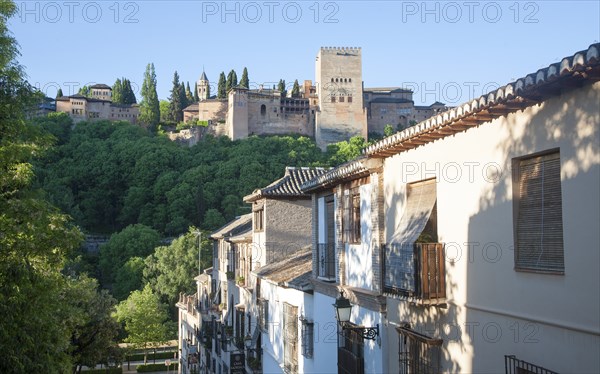View from the Albaicin district, Granada, Spain over to the Alhambra