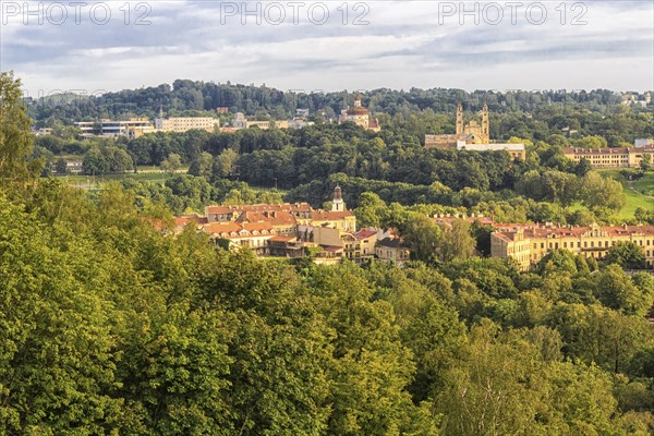 Evening panorama of the city. The historic center of Vilnius