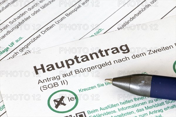Symbolic image of citizen's income: Close-up of the Federal Employment Agency form