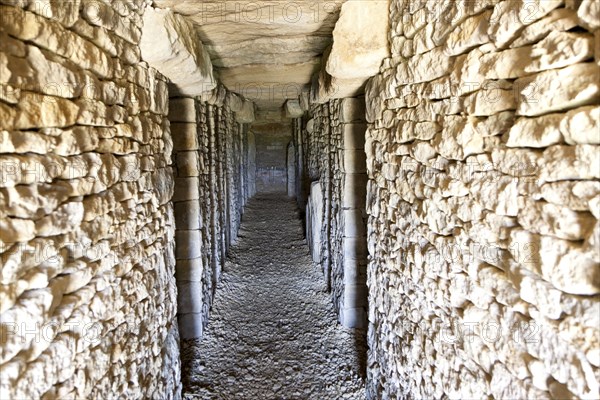 Modern-day neolithic style long Barrow burial chamber for storing cremation urns All Cannings, near