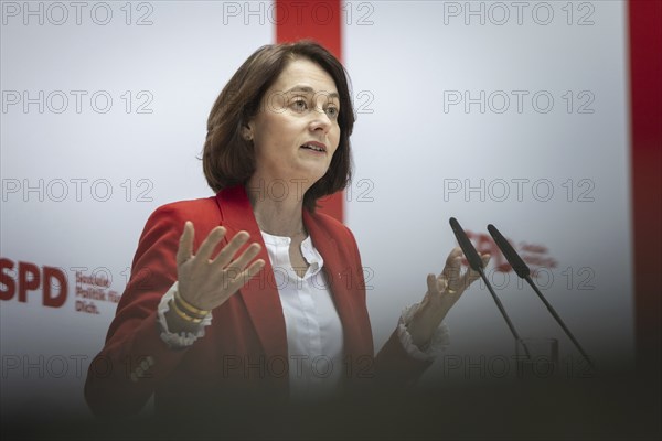 Katarina Barley, SPD lead candidate for the European elections, at a press conference in Berlin, 12