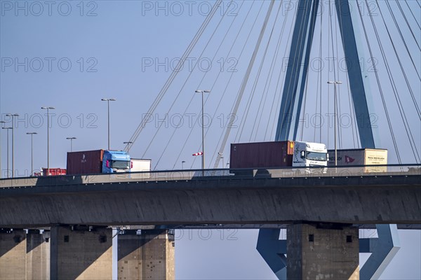 The Köhlbrand Bridge in the port of Hamburg, spans the 325 m wide Köhlbrand, an arm of the
