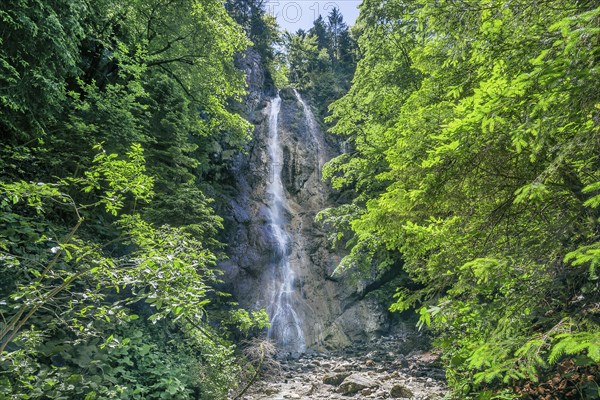 Ohlstadt Waterfall, Ohlstadt, Loisach Valley, The Blue Country, Upper Bavaria, Bavaria, Germany,