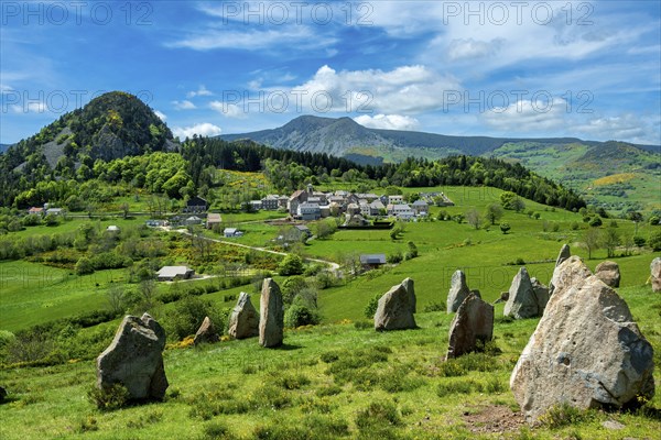 Megalithic Land Art Installation Near Borée Village in the Ardeche Mountains. Monts d'Ardeche