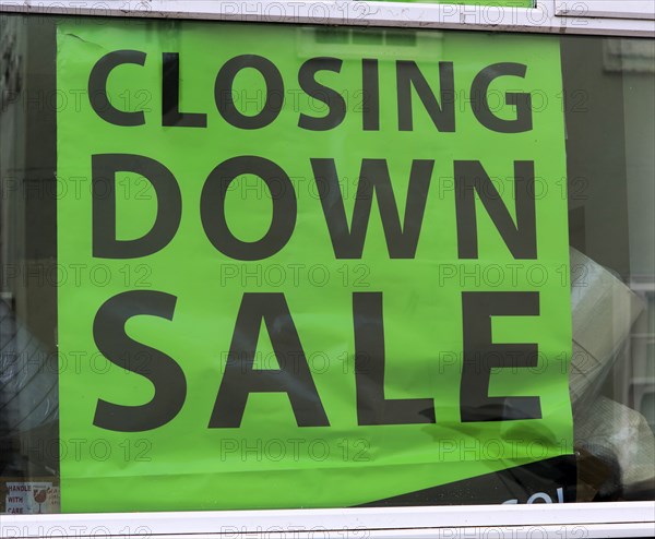Closing Down sale large shop window poster, England, UK