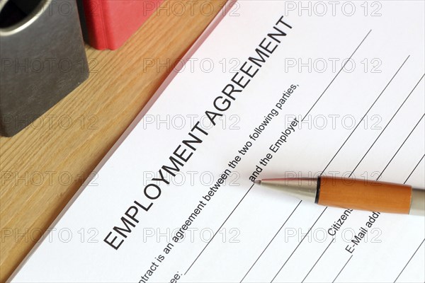 Blank form of an employment contract in English