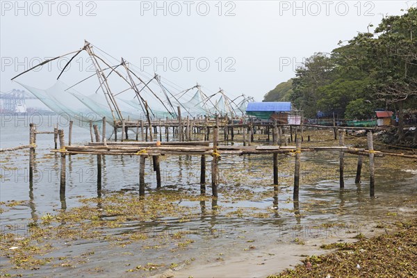Chinese fishing nets on the Arabian Sea, Kochi, Kerala, India, Asia