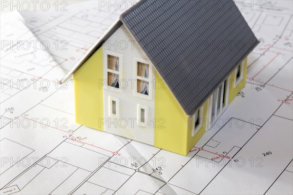 Symbolic image of building: Model house on a development plan