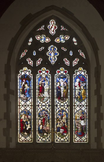 Stained glass window church of Saint John, Saxmundham, Suffolk, England, UK by Lavers, Barrand and