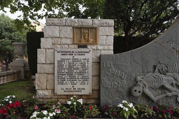 Memorial to the fallen and deported resistance fighters of the Resistance, Grasse, Département