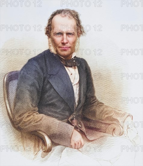 Sir James Brooke, 1803, 1868, First White Rajah of Sarawak, Illustration from Gallery of Historical