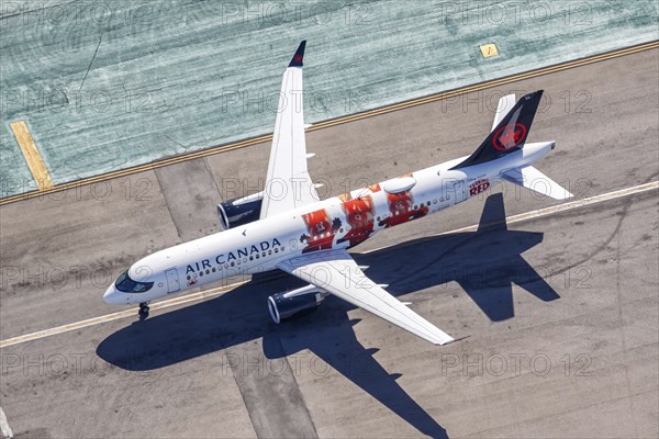 An Air Canada Airbus A220-300 aircraft with the registration C-GVDP and the special Turning Red