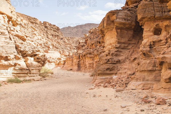 Colored canyon with red rocks. Egypt, desert, the Sinai Peninsula, Nuweiba, Dahab