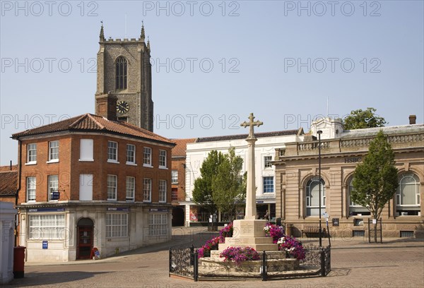 Historic buildings in the market town of Fakenham, north Norfolk, England, United Kingdom, Europe