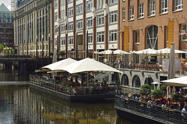 Germany, Hamburg, City, Bleichenfleet, floating restaurants, Europe
