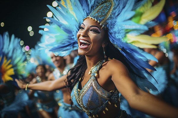 Captivating image capturing the essence of the Rio Carnival, showcasing a dancer adorned in an