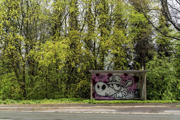 Bus stop shelter, local transport in the countryside, near Breckerfeld-Wengeberg, on Brantender