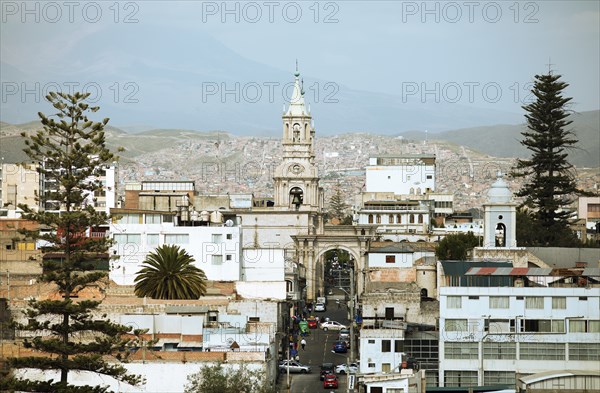 City view Arequipa, in front the cathedral, Province Arequipa, Peru, South America
