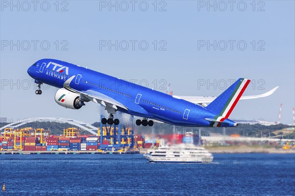 An Airbus A350-900 aircraft of ITA Airways with the registration EI-IFC at Tokyo Haneda Airport,