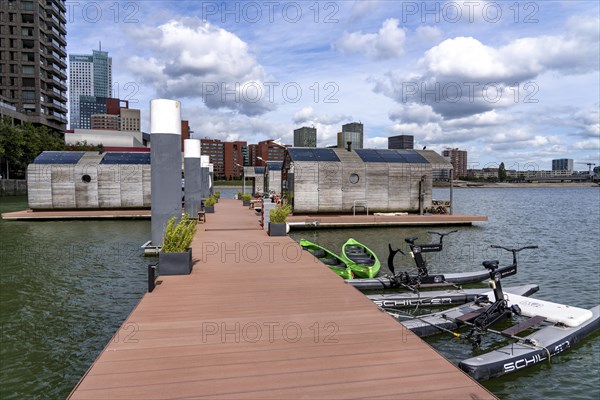 Floating hotel rooms, Wikkelboat in the Rijnhaven, the Rijnhaven, a 28-hectare harbour basin, has