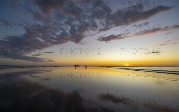 Evening mood, low tide on the beach, Marino Ballena National Park, Puntarenas Province, Osa, Costa