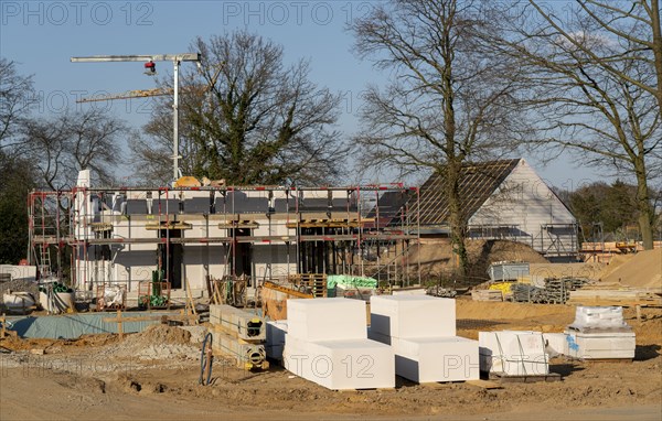 New development area, Am Schwan, in Wesel, where 70 detached and semi-detached houses are being