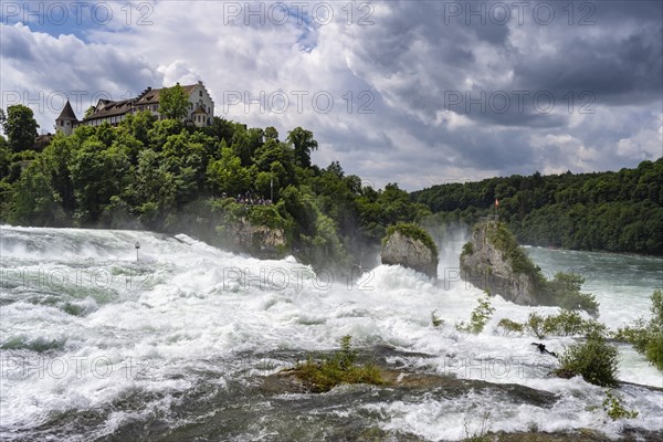 The Rhine Falls near Schaffhausen with Laufen Castle, Neuhausen, Canton Schaffhausen, Switzerland,