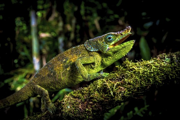 Male chameleon of an as yet undescribed species (Calumm cf. malthe) in the rainforests of Marojejy